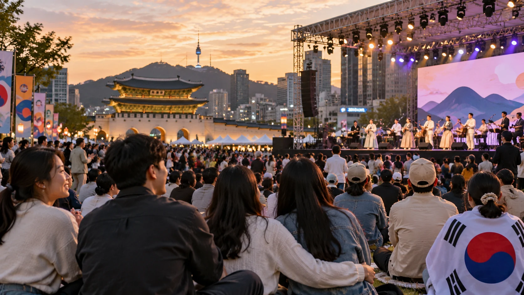 AI-generated editorial illustration of a public cultural event